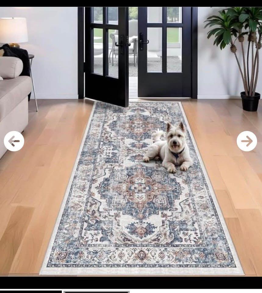 Washable 4x8 Hallway Area Rug - Vintage Brick Runner - photo 2