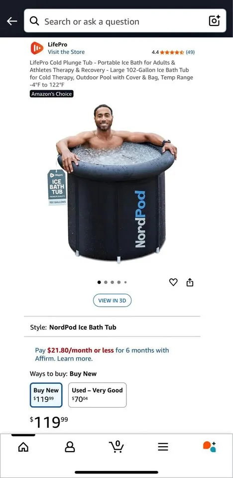 Lifepro Recovery Ice Bath/Tub - Sealed thumbnail
