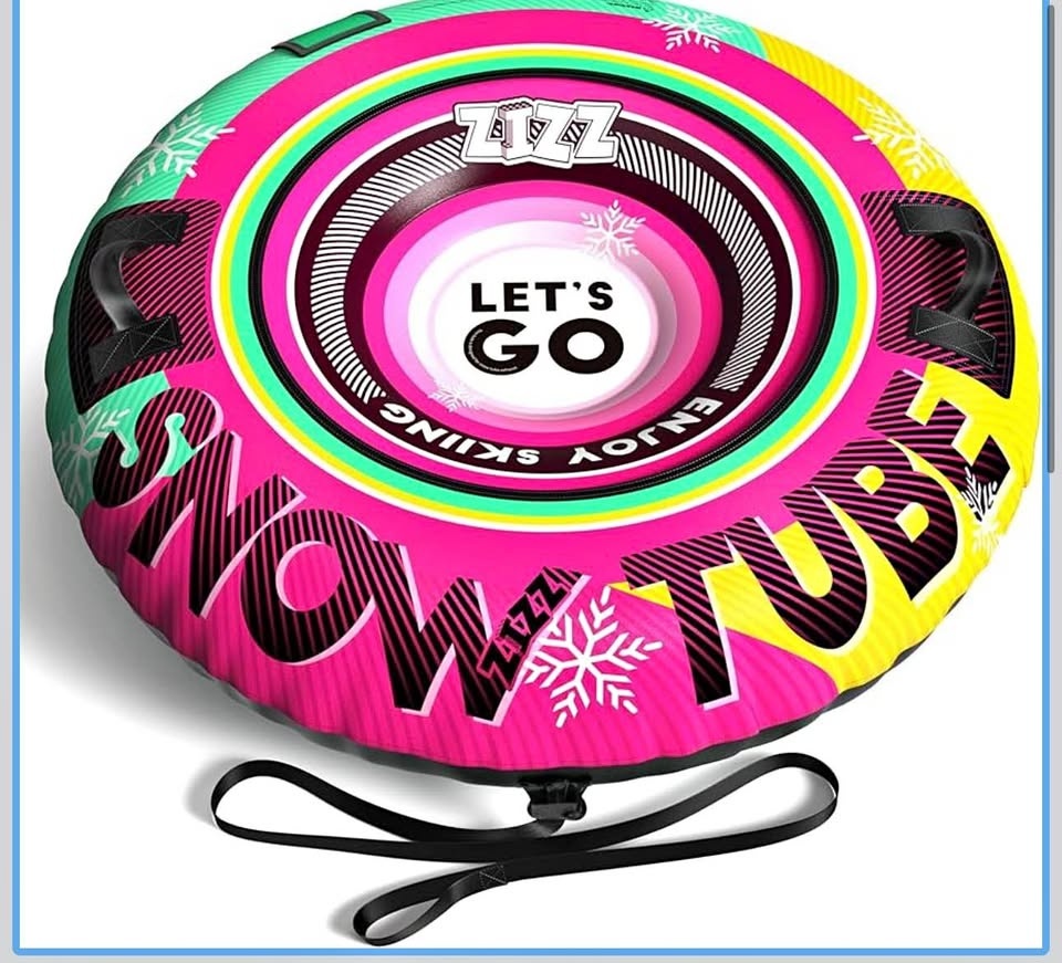 ZIZZ 48'' Inflatable Snow Tube Sled - Heavy Duty with Canvas Cov