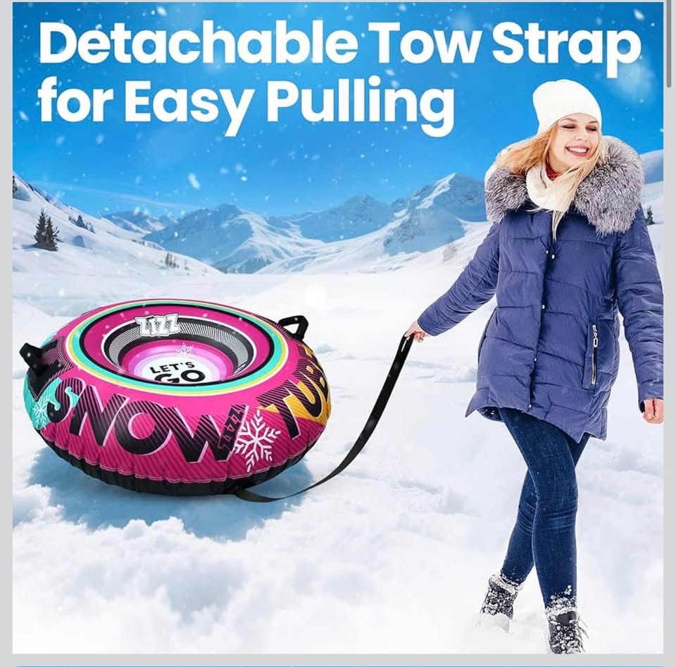 ZIZZ 48'' Inflatable Snow Tube Sled - Heavy Duty with Canvas Cov - photo 3
