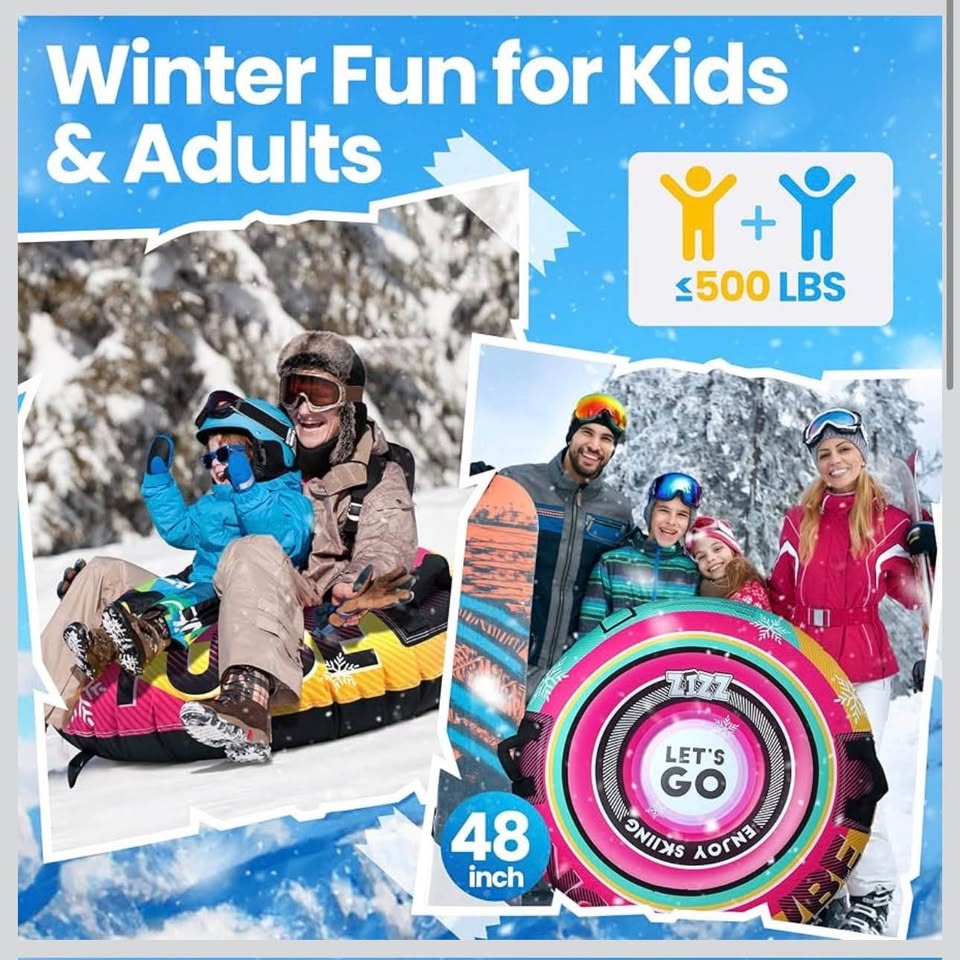 ZIZZ 48'' Inflatable Snow Tube Sled - Heavy Duty with Canvas Cov - photo 4