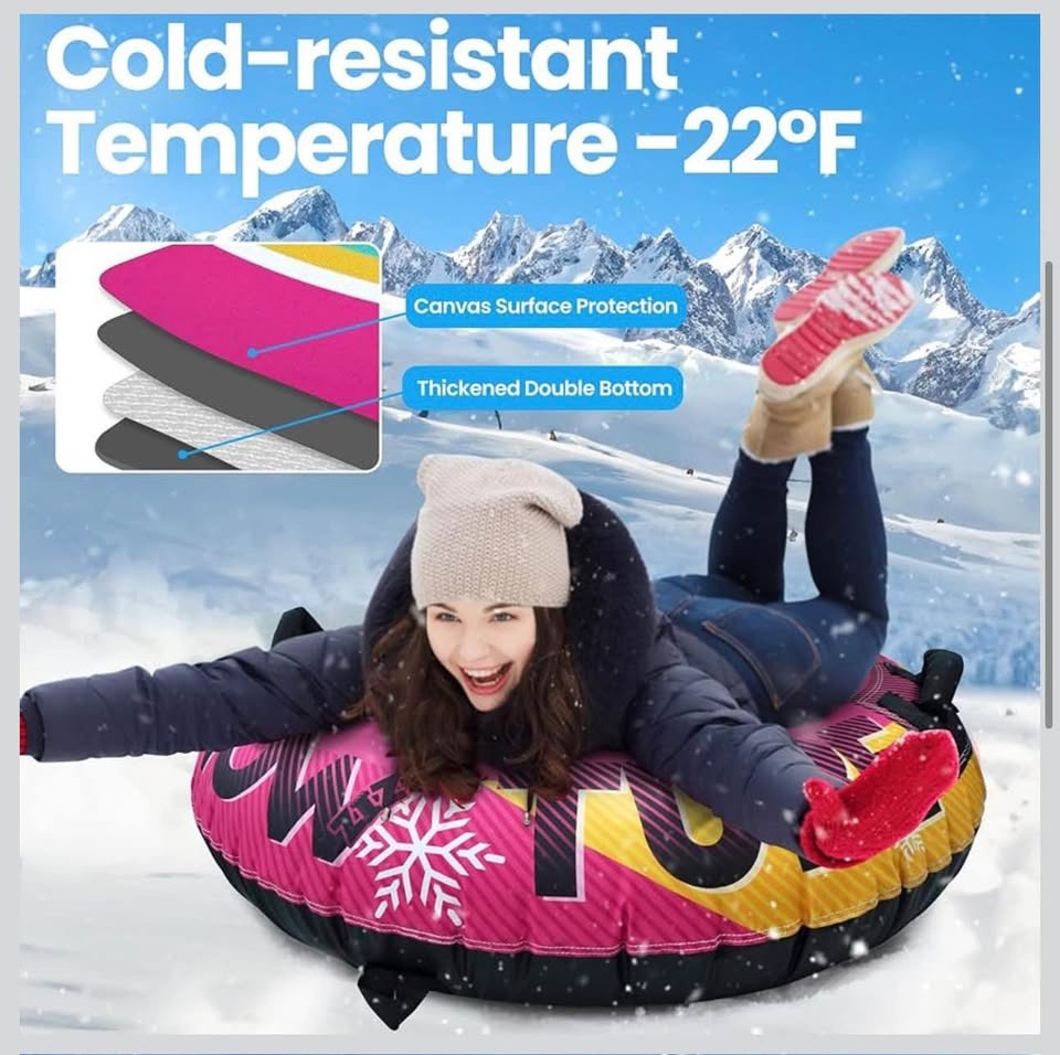 ZIZZ 48'' Inflatable Snow Tube Sled - Heavy Duty with Canvas Cov - photo 5