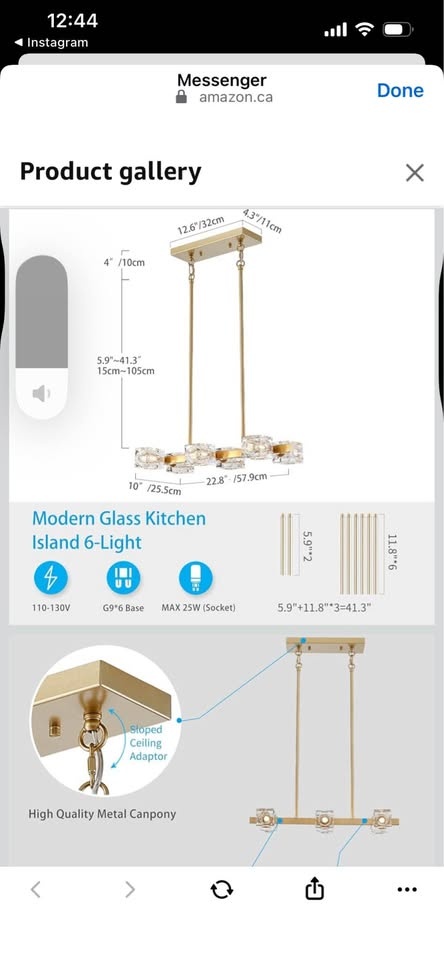 Gold Linear Chandelier Sputnik 6-Light Rectangular - photo 2