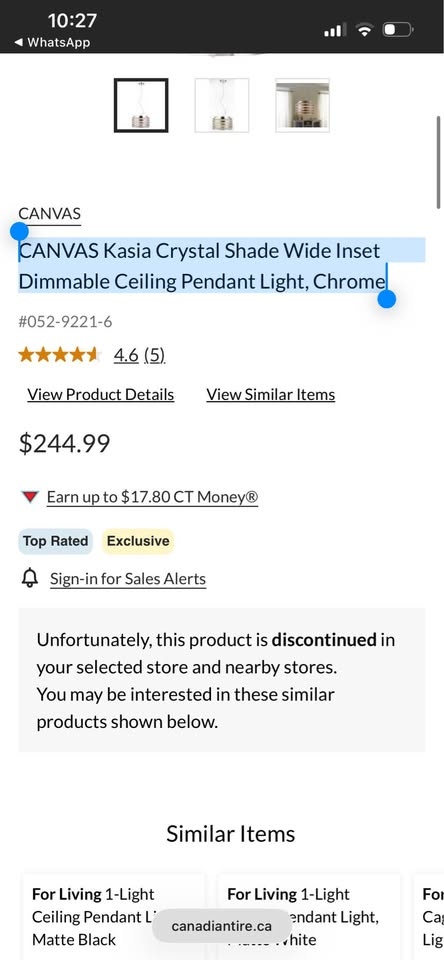 CANVAS Kasia Crystal Shade Wide Inset Dimmable Ceiling Pendant L - photo 4