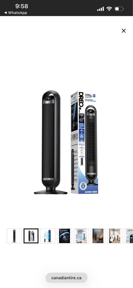DREO Home Nomad Black Portable DC Smart Tower Fan, 36-in - photo 2