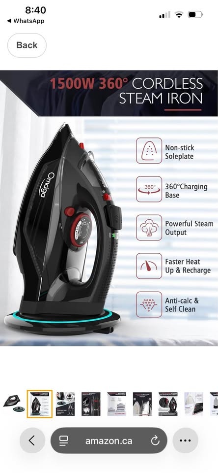 Cordless Iron for Clothes, 1500W - photo 2