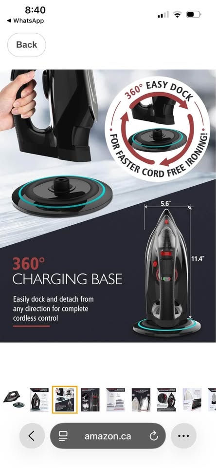 Cordless Iron for Clothes, 1500W - photo 3