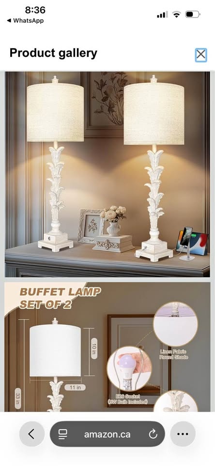 Vintage Table Lamps Set of 2, 3-Way Dimmable Touch