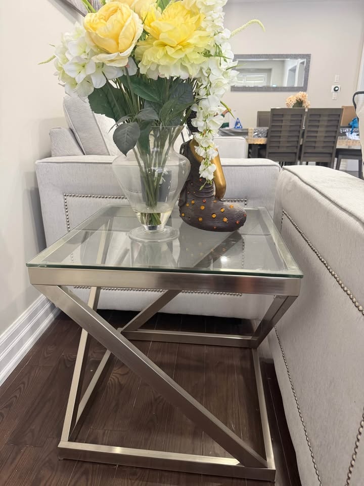 Modern Living Room Set - Grey Sofas & Glass Tables - photo 3
