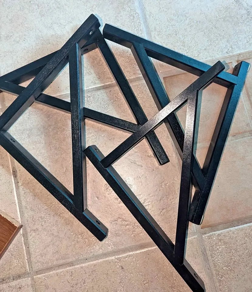 (4) IKEA black wooden shelf brackets thumbnail