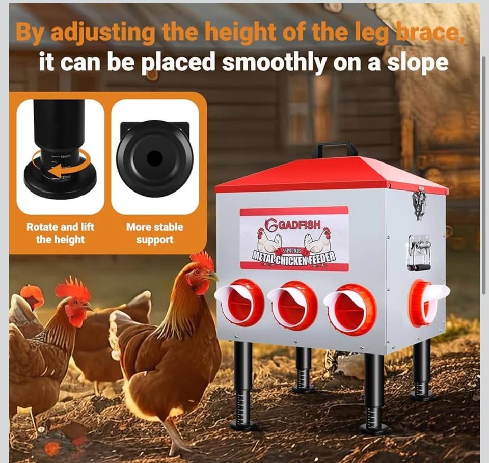 QADFISH 55 LBS Metal Chicken Feeder - photo 3