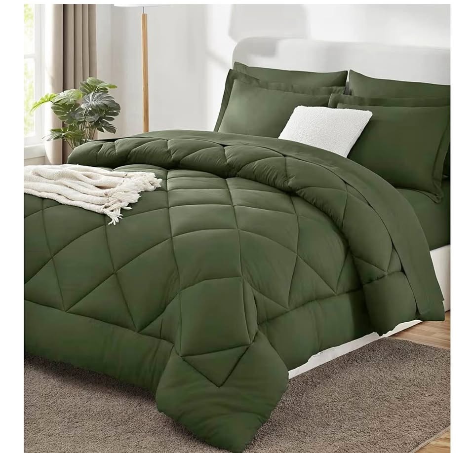 CozyLux Queen Comforter Set - 7 Piece Bed in a Bag