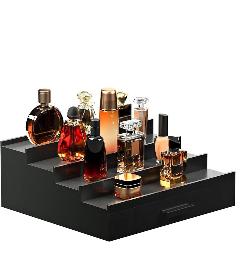 Black Tiered Perfume Display Organizer w/ Drawer