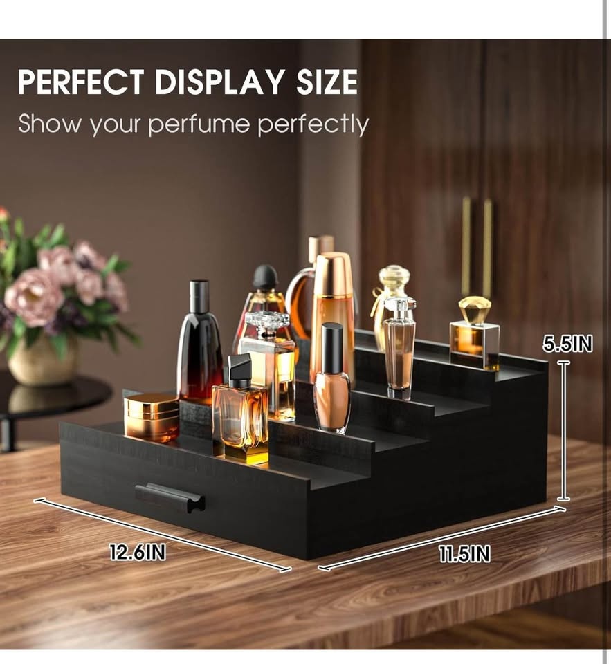 Black Tiered Perfume Display Organizer w/ Drawer - photo 2