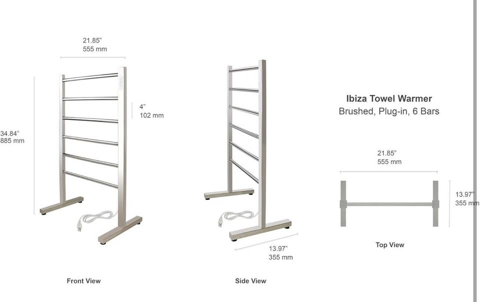 WarmlyYours Ibiza Towel Warmer Brushed Plug-in 6 Bar - photo 3