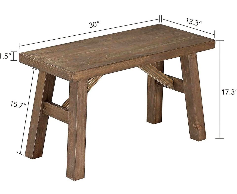 Wnutrees Sawmill Wood Bench, 30" Farmhouse Entryway Bench
