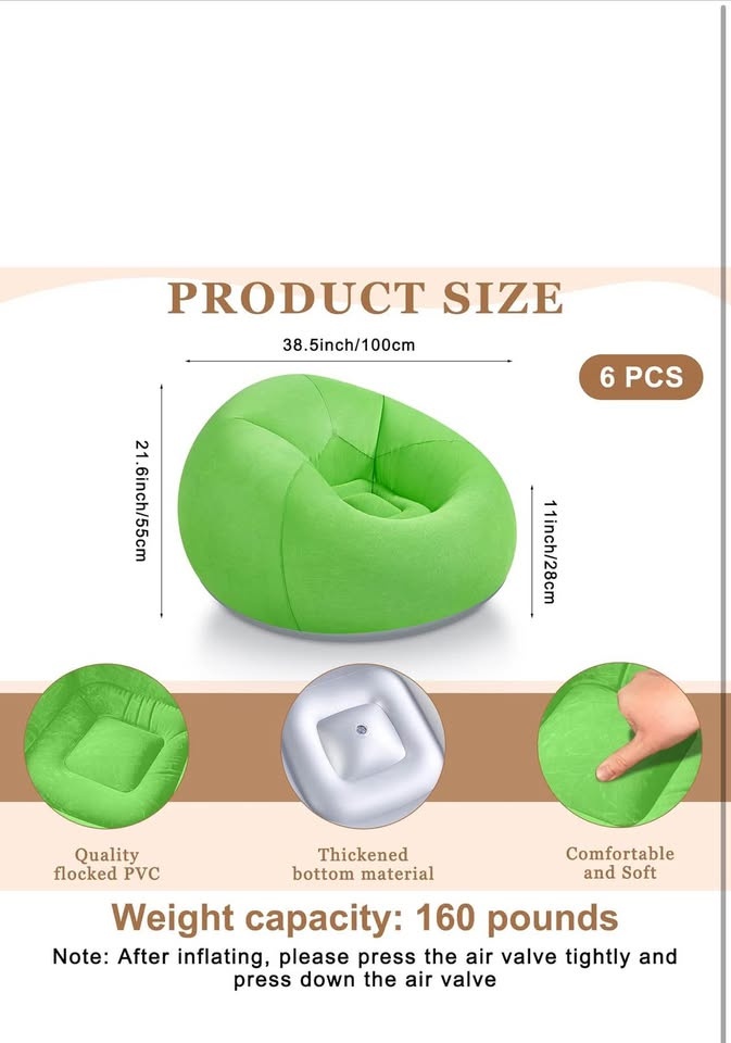 Realspring 6 Bean Bag Chairs w/ Electric Pump - photo 2