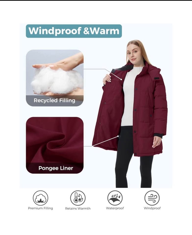 ZSHOW Wine Red Puffer Coat - photo 5