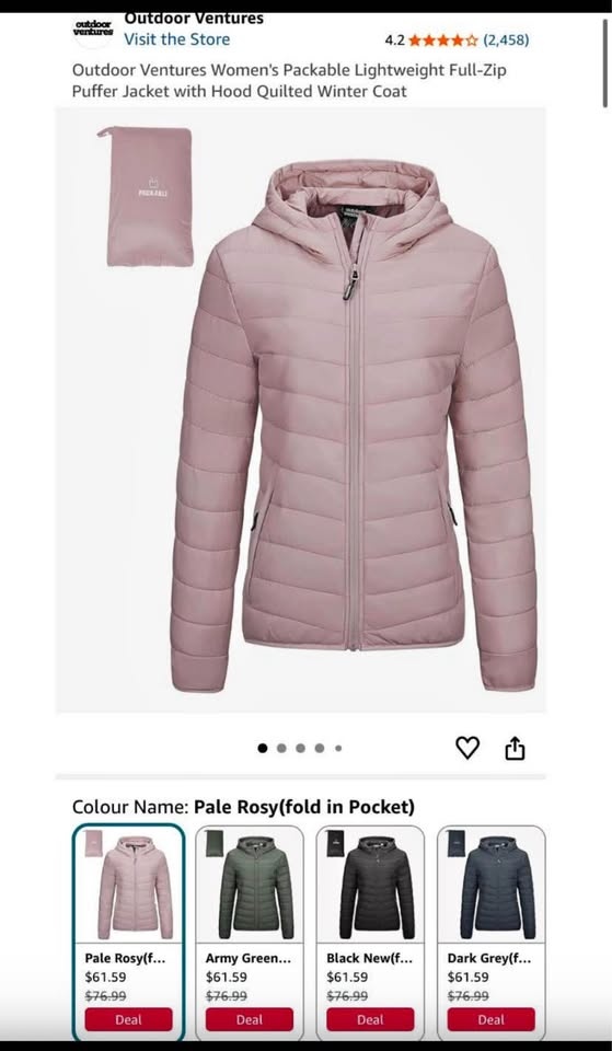 Outdoor Ventures Women's Pale Rosy Packable Puffer Jacket - photo 3