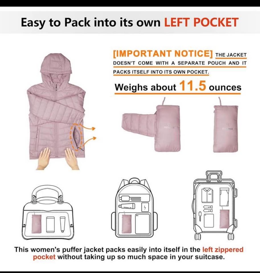 Outdoor Ventures Women's Pale Rosy Packable Puffer Jacket - photo 4