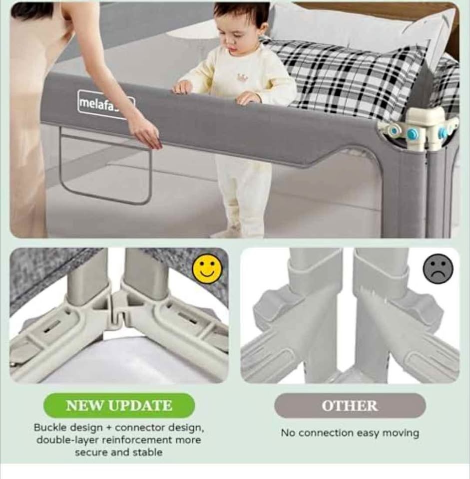 zefinot® Full Size Toddler Bed Rail - 3 Pieces, Grey