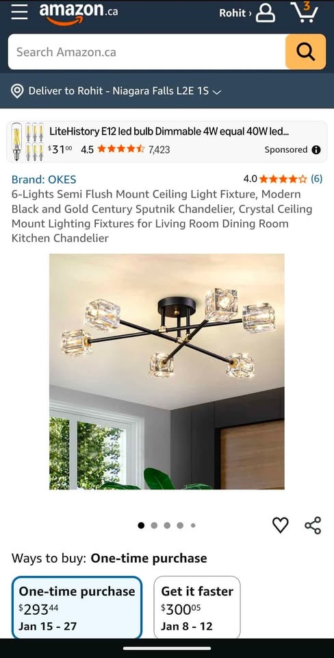 OKES. Century Sputnik Chandelier, Crystal Black-Gold, 6 Lights - photo 2