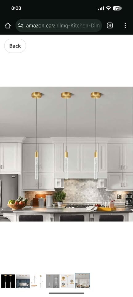2 Dimmable LED Kitchen Pendant Lights - Gold - photo 4