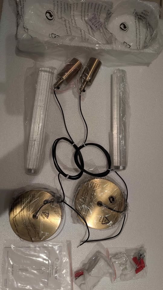 2 Dimmable LED Kitchen Pendant Lights - Gold - photo 5
