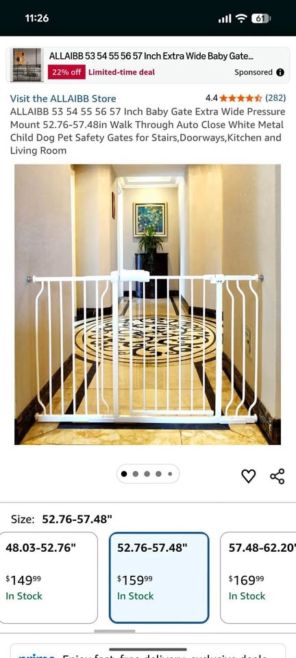57 Inch Extra Wide Baby Gate - White