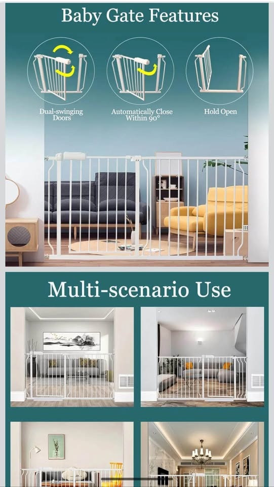 57 Inch Extra Wide Baby Gate - White - photo 4