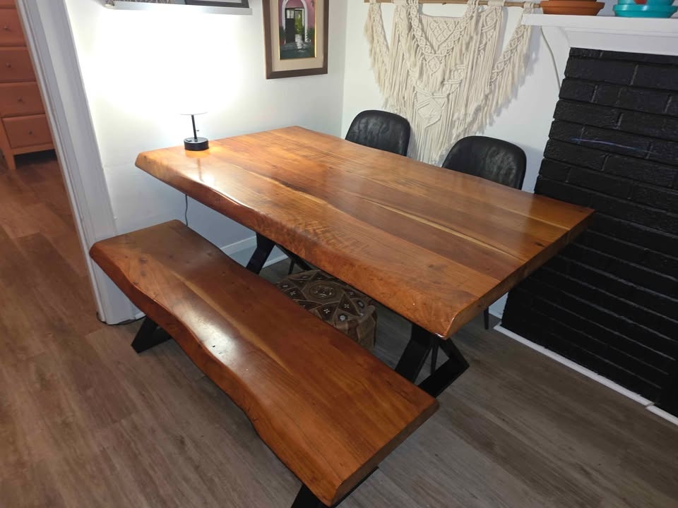 Live Edge Wood Dining Table and Bench - photo 2