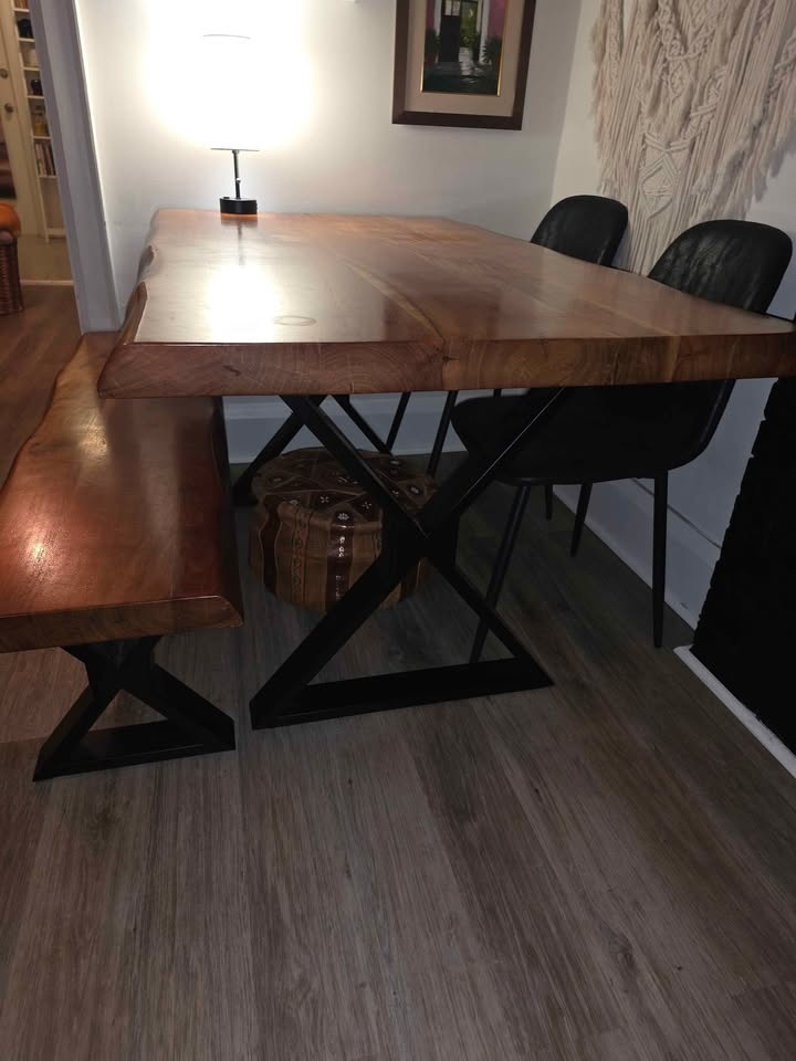 Live Edge Wood Dining Table and Bench - photo 4