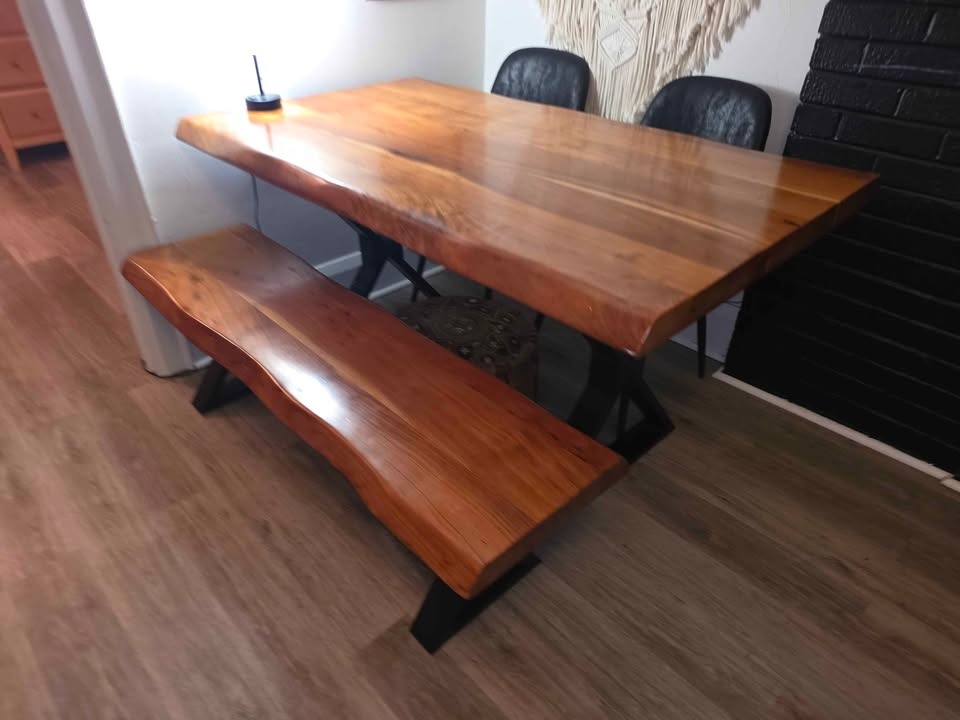 Live Edge Wood Dining Table and Bench - photo 5