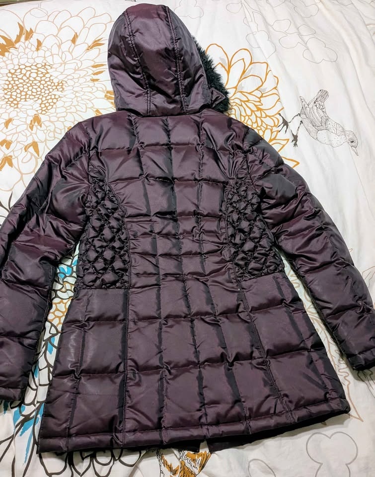 Sz Small Deep Purple Hooded Down Winter Jacket - photo 2