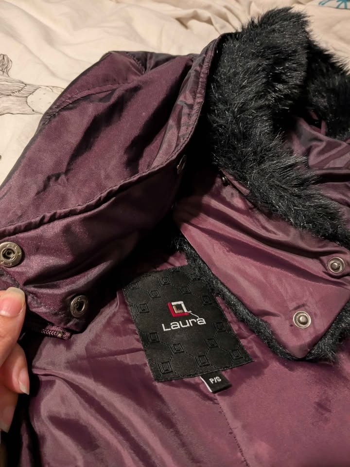 Sz Small Deep Purple Hooded Down Winter Jacket - photo 3