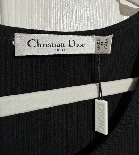 Christian Dior Paris Black Ribbed Sleeveless Dress Size M Made i