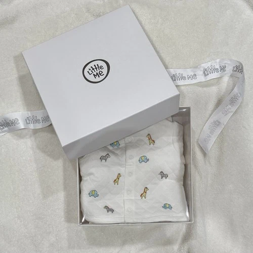 Little Me Baby 2pc Safari Cardigan Set 3M White Quilted Gift Box
