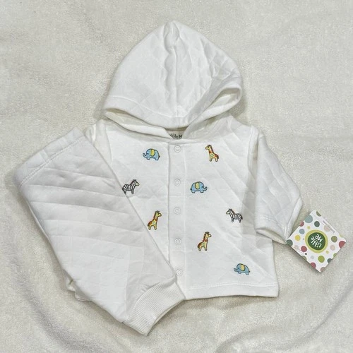 Little Me Baby 2pc Safari Cardigan Set 3M White Quilted Gift Box - photo 2