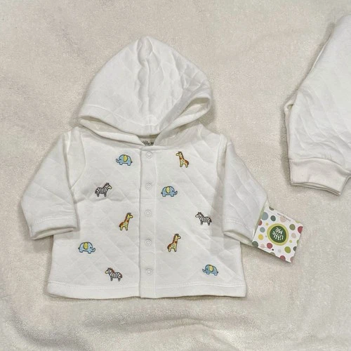 Little Me Baby 2pc Safari Cardigan Set 3M White Quilted Gift Box - photo 3