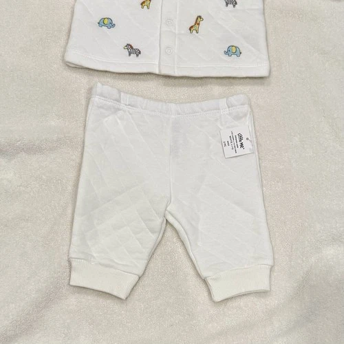 Little Me Baby 2pc Safari Cardigan Set 3M White Quilted Gift Box - photo 4