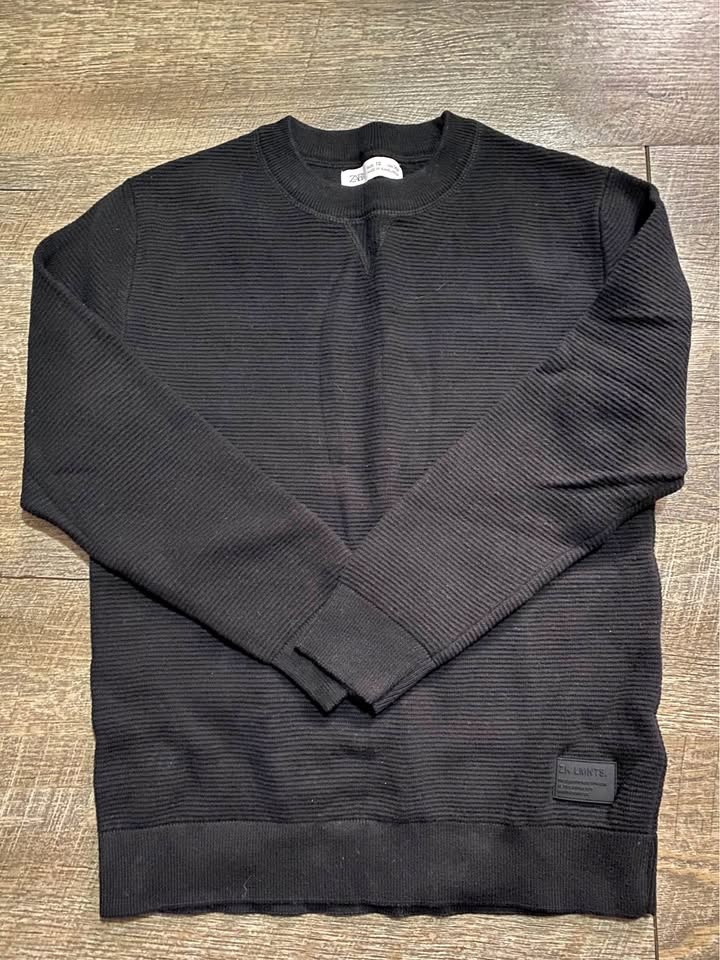 Zara Black Textured Knit Sweater - Size 10