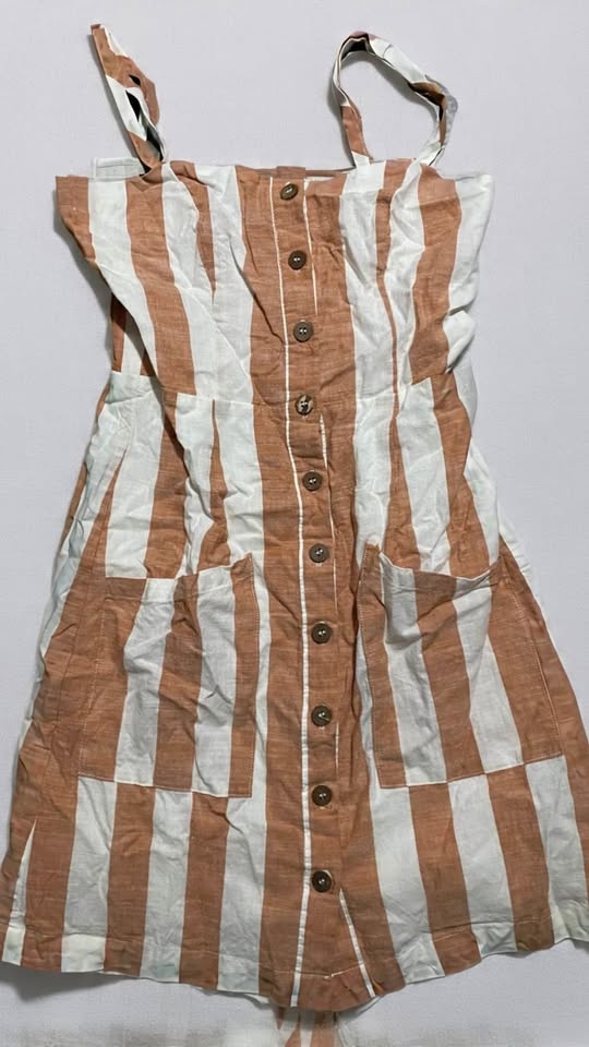 Cute striped sundress with button-down front and pockets