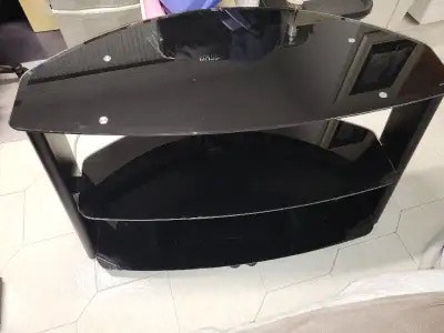 Modern Black Glass TV Stand for Small Spaces