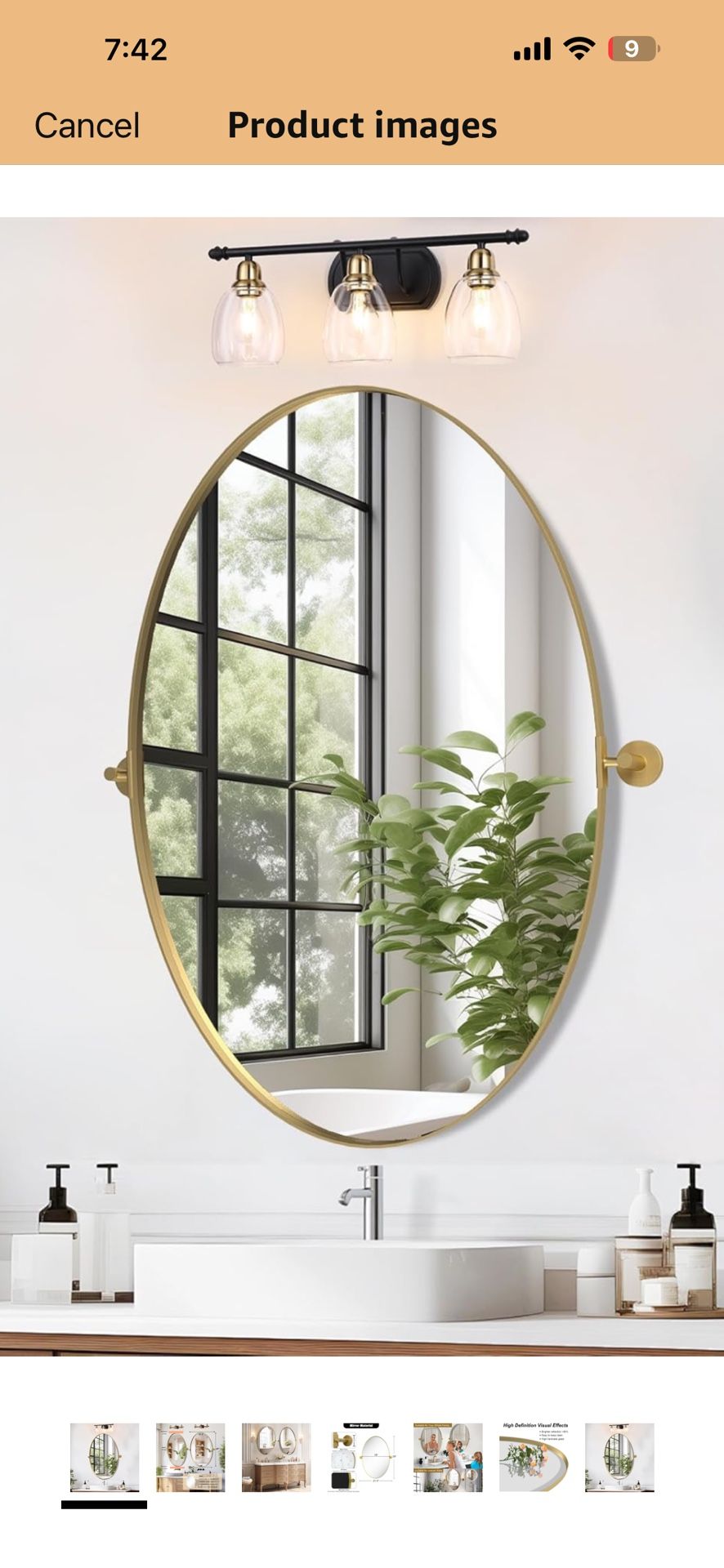 Oval Pivot Bathroom Mirror