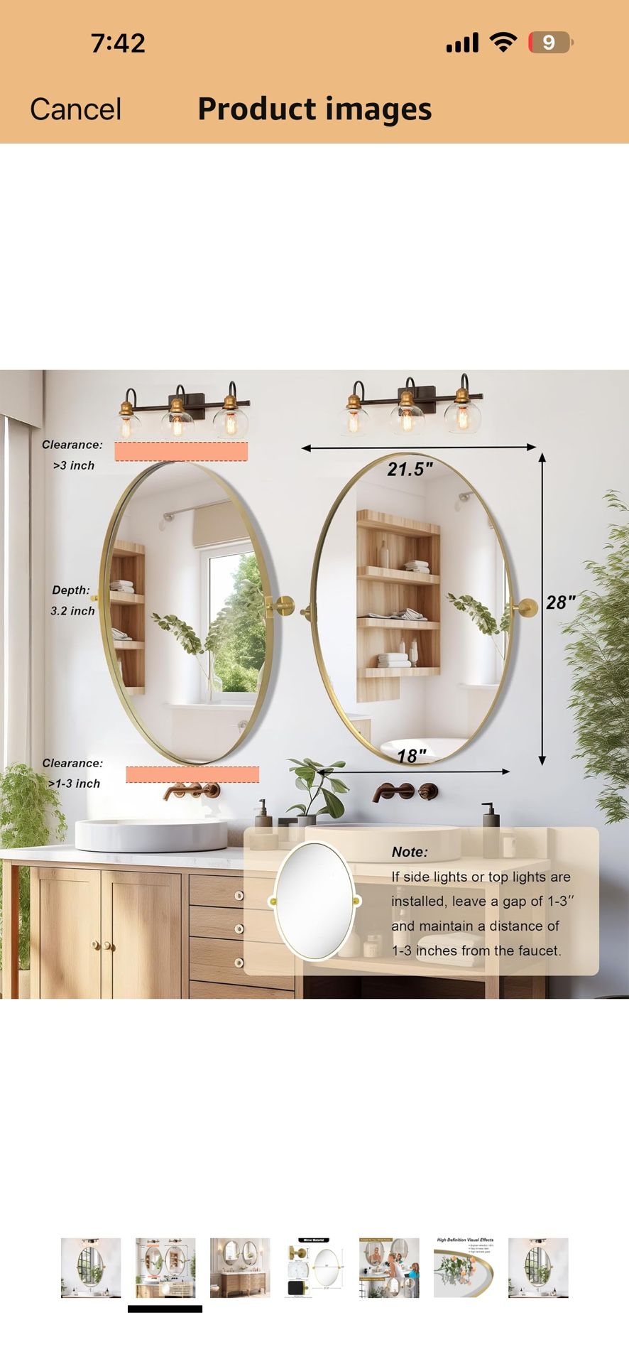 Oval Pivot Bathroom Mirror - photo 2