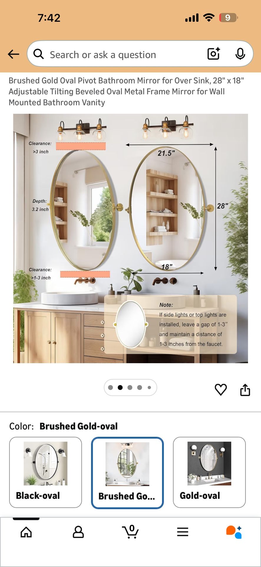 Oval Pivot Bathroom Mirror - photo 3