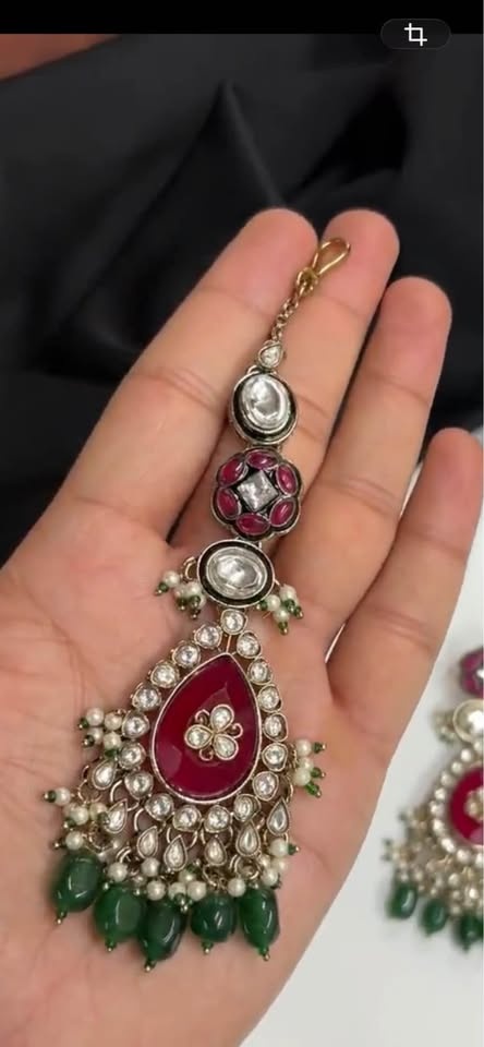 Beautiful Moissanite Necklace Set / Kundan Polki / Indian Ruby B - photo 5