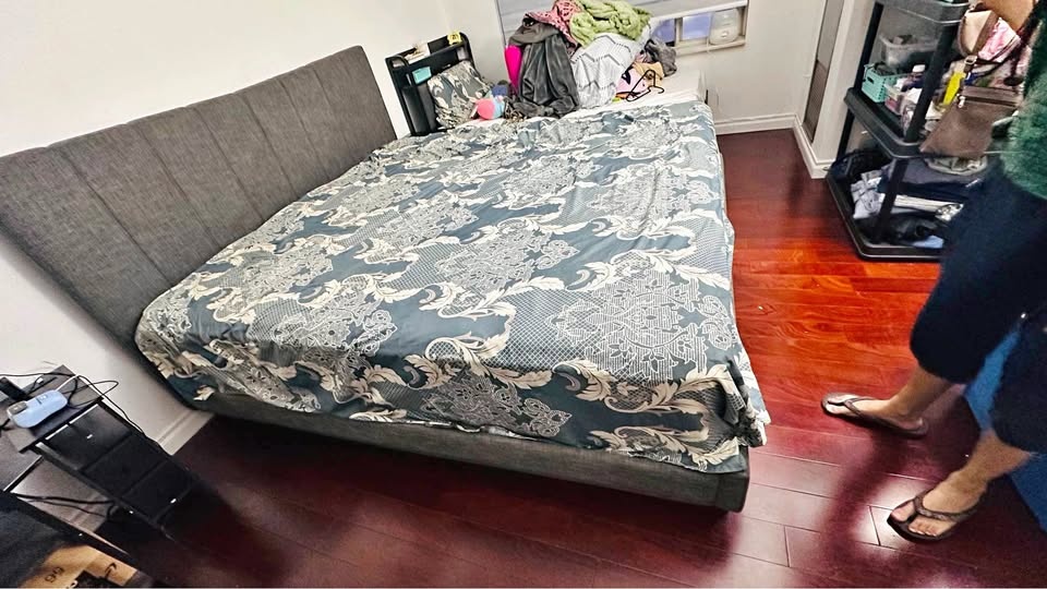 Brick King Size Upholstered Bed Frame - Sturdy Slat Base