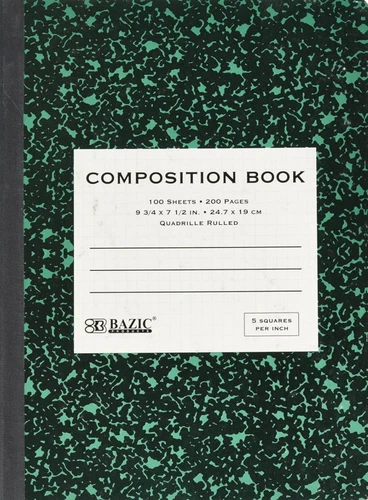 BAZIC College Ruled 100 Sheets Premium Black Marble Composition