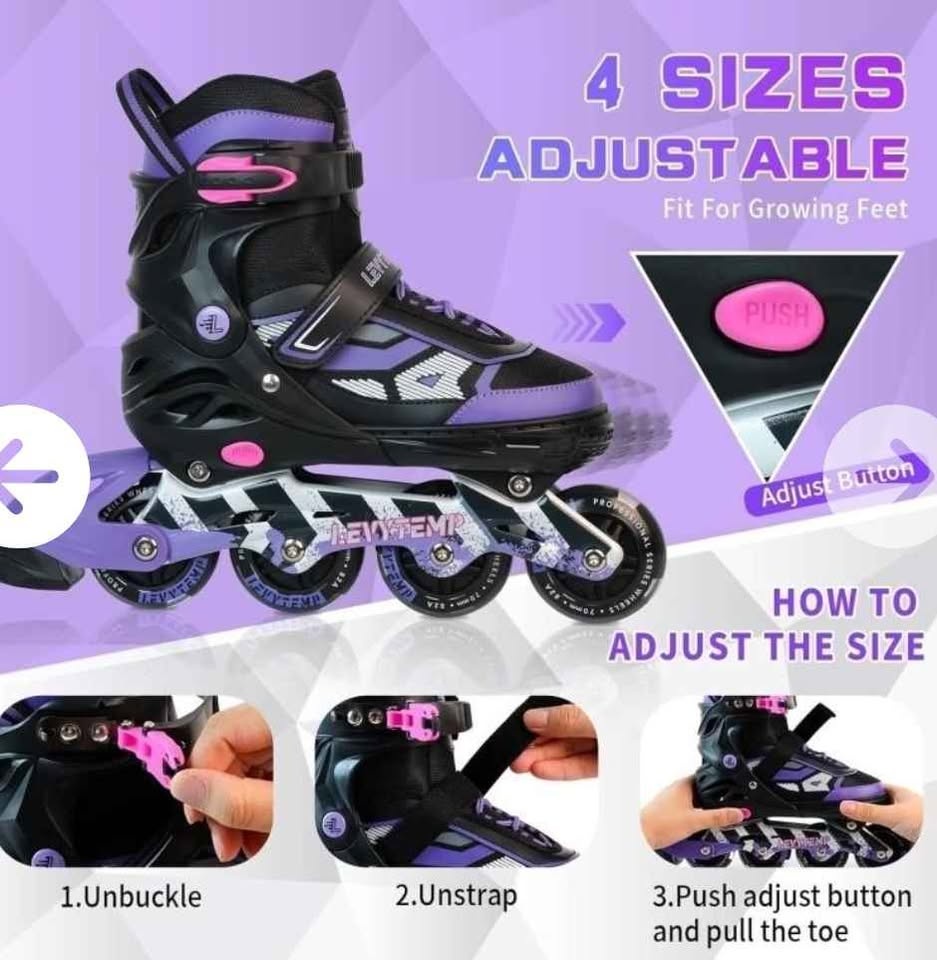 LEVYTEMP Adjustable Inline Skates, 4 Size Adjustable - photo 2